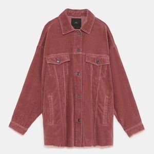 Zara corduroy shacket jacket blush pink XS